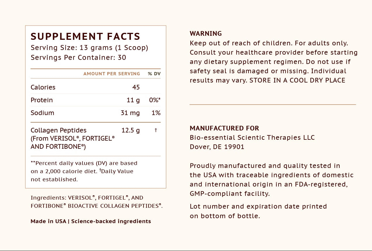 Supplement label for Monna Super Collagen with text and branding.