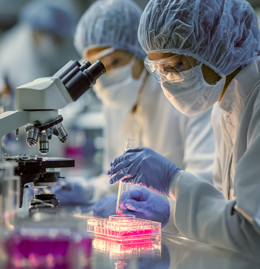 Researchers in a laboratory conducting clinical studies, representing the science-backed collagen peptide research behind Monna Super Collagen's VERISOL, FORTIGEL, and FORTIBONE ingredients